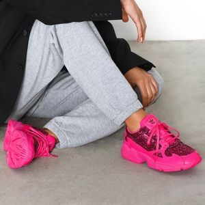 ADIDAS Pink Glitter Falcon Sneakers - 8